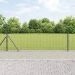 vidaXL Euro Zaun mit 7 Flanschen 0,6x10 m feuerverzinkter Stahl