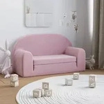 vidaXL Kinder-Schlafsofa 2-Sitzer Rosa Weicher Pl&uuml;sch