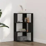 vidaXL Eck-B&uuml;cherregal 3 B&ouml;den Schwarz Eiche 50x50x102cm Holzwerkstoff