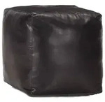 vidaXL Pouf Schwarz 40 x 40 x 40 cm Echtes Ziegenleder