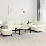 vidaXL 3-tlg. Sofagarnitur mit Kissen Creme Samt