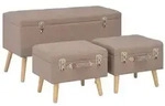 vidaXL Hocker mit Stauraum 3 Stk. Braun Stoff