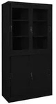 vidaXL B&uuml;roschrank mit Schiebet&uuml;r Schwarz 90x40x180 cm Stahl