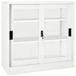 vidaXL Schrank mit Schiebet&uuml;r Wei&szlig; 90x40x90 cm Stahl