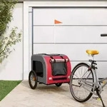vidaXL Fahrradanh&auml;nger Hunde Rot und Grau Oxford-Gewebe & Eisen