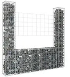 vidaXL Gabionenkorb U-Form mit 2 S&auml;ulen Eisen 140x20x150 cm