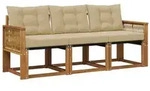 vidaXL Outdoor-Sofagarnitur mit Kissen 3 pcs Natur und Beige