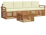 vidaXL Sofagarnituren 5 pcs Natur und Creme Massivholz Akazie