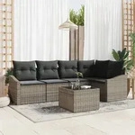 vidaXL 5-teiliger Garten Esstisch Set mit Kissen Schwarz Poly Rattan
