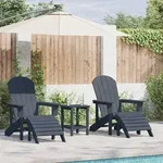 vidaXL 3-tlg. Garten-Lounge-Set Marineblau HDPE