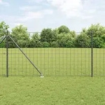 vidaXL Euro Zaun mit 7 Spie&szlig;pfosten 1,2x10 m verzinkter Stahl grau