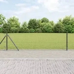 vidaXL Schwei&szlig;drahtzaun mit 13 Flanschpfosten Grau 0.6x25 m Stahl