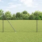 vidaXL Kettenzaun mit 7 Spike-Pfosten 1,5 x 10 m verzinkter Stahl
