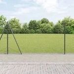 vidaXL Maschendrahtzaun mit 7 Flanschpfosten 1,2x10 m verzinkter Stahl
