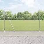 vidaXL Schwei&szlig;drahtzaun mit 13 Flanschenpfosten 1,5x50 m Verzinkter Stahl