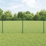 vidaXL Kettenzaun mit 10 U-Posten Gr&uuml;n 0.8x10 m Stahl