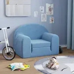 vidaXL Schlafsofa f&uuml;r Kinder Blau Weich Pl&uuml;sch