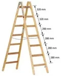 Euroline Holz Sprossenstehleiter Nr. 12506 mit Eimerhaken 2x7 Sprossen
