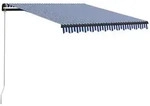 vidaXL Einziehbare Markise Handbetrieben 300 x 250 cm Blau und Wei&szlig;