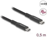 Delock USB 20 Gbps Kabel Type-C Stecker zu PD 3.0 100 W E-Marker 0.5 m schwarz -