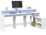 vidaXL LED-Schreibtisch Wei&szlig; 200x104x91 cm Holzwerkstoff