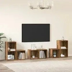 vidaXL TV-Schrank Set mit Regal mit Speicher 6 pcs Altholz Holzwerkstoff