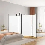 vidaXL 4-tlg. Paravent Wei&szlig; 346x180 cm Stoff