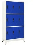vidaXL Schlie&szlig;fachschrank Grau und Blau 90x45x180 cm Stahl