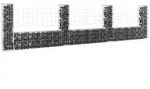 vidaXL Gabionenkorb U-Form mit 4 S&auml;ulen Eisen 380x20x100 cm