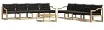 vidaXL Outdoor-Sofagarnitur 9 pcs Wei&szlig; und Schwarz 79 x 79 x 37 cm
