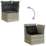 vidaXL 9-teiliges Garten-Sofa-Set mit Kissen Hellgrau Poly Rattan