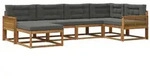 vidaXL Outdoor-Sofagarnitur mit Kissen 6 pcs Natur und Anthrazit