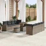 vidaXL 11-teiliges Garten Sofa Set mit Kissen Grau Poly Rattan Akazie