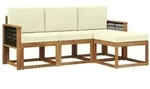vidaXL Outdoor-Sofagarnitur mit Kissen 4 pcs Natur und Creme