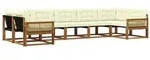 vidaXL Outdoor-Sofagarnitur mit Kissen 7 pcs Natur und Creme