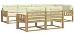 vidaXL Outdoor-Sofagarnitur mit Kissen 6 pcs Wei&szlig; und Creme Polyester