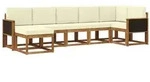 vidaXL Outdoor-Sofagarnitur mit Kissen 7 pcs Natur und Creme Polyester
