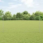 vidaXL Eurozaun mit 10 U-Pfosten Silber 1,5x10 m Stahl