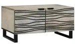 vidaXL Couchtisch Wei&szlig;, Schwarz 80 x 50 x 40 cm massives Mangoholz