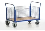 Gitter-Vierwandwagen,Tragl. 500kg,Ladefl. LxB 1000x670mm,Holzplatte,4