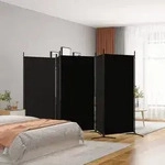 vidaXL 5-tlg. Paravent Schwarz 433x180 cm Stoff