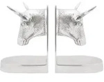 vidaXL Buchst&uuml;tzen 2 Stk. Silbern 21,5x15,5x20 cm Aluminium Stier