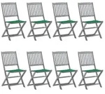 vidaXL Klappbare Gartenst&uuml;hle 8 Stk. mit Kissen Massivholz Akazie