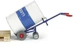 Fasskarre,Tragl. 250kg,1x200l Flasche,RAL5010,Vollgummi-Bereifung,2 St&uuml;tzr&auml;der