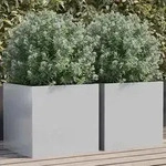 vidaXL Pflanzk&uuml;bel 2 Stk. Silbern 42x40x39 cm Verzinkter Stahl