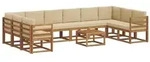 vidaXL Outdoor-Sofagarnitur mit Kissen 11 pcs Natur und Beige