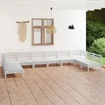 vidaXL 10-tlg. Garten-Lounge-Set Wei&szlig; Massivholz Kiefer