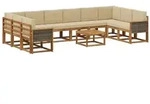 vidaXL Outdoor-Sofagarnitur 11 pcs Natur und Beige Massivholz Akazie