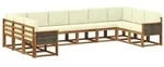 vidaXL Outdoor-Sofagarnitur 10 pcs Natur und Creme Massivholz Akazie