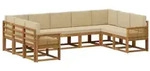 vidaXL Outdoor-Sofagarnitur 9 pcs Natur und Beige Massivholz Akazie